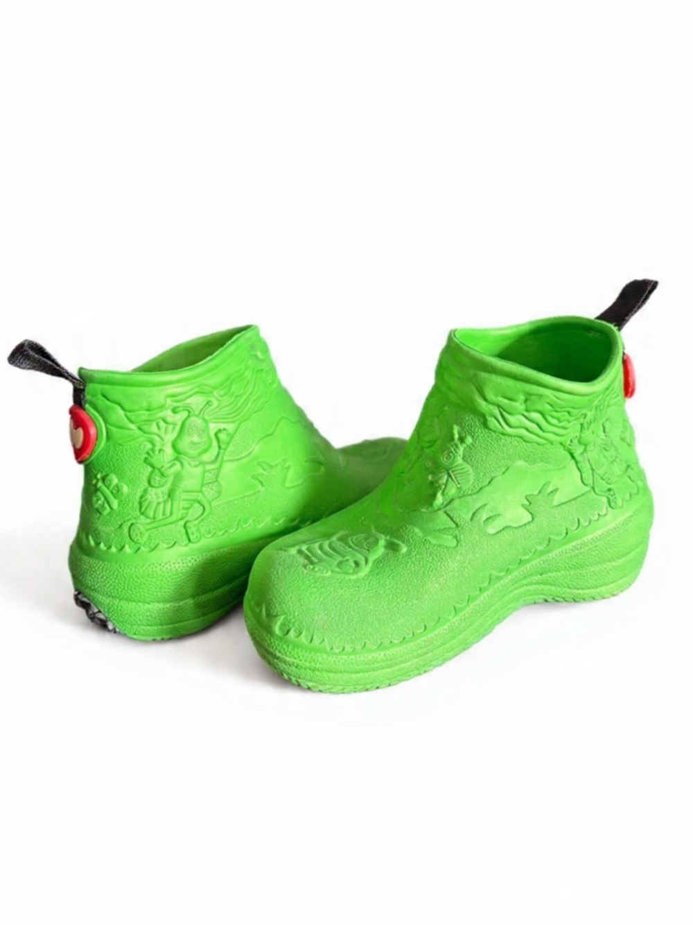 Holeys Kids Green Round Toe Pull On Comfort Ankle Rain Boots Size 8-9